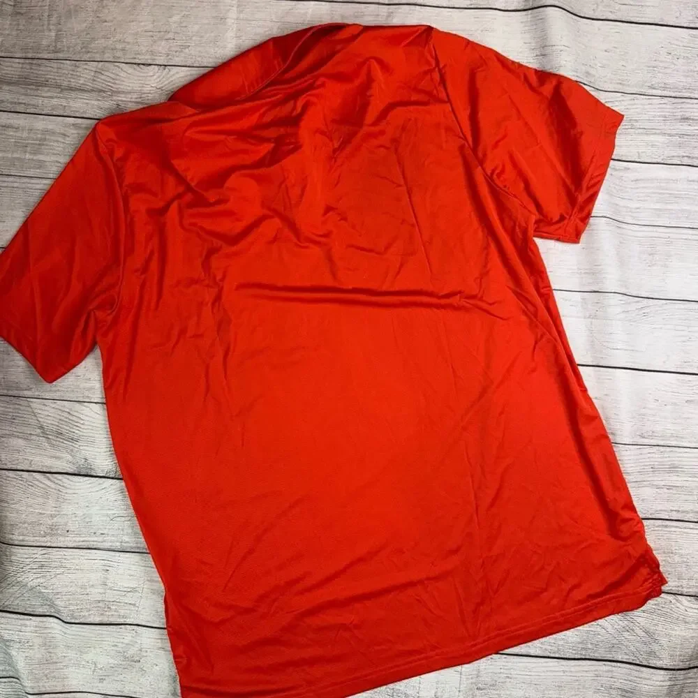 Adidas Men's Activewear Performance Polo Shirt Orange with Black Stripes Size XL